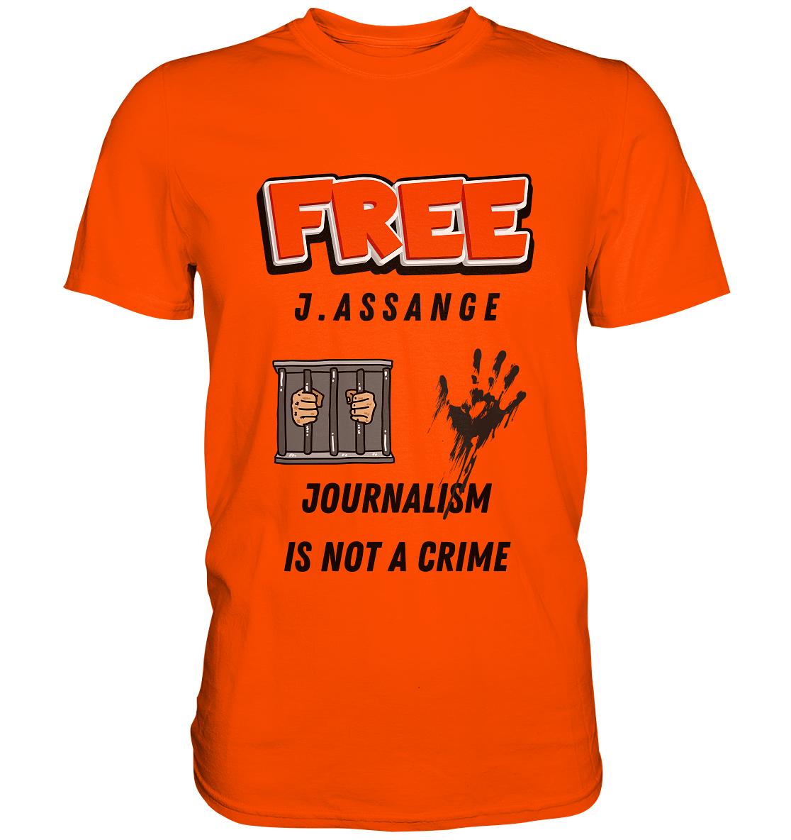 FREE J. ASSANGE - JOURNALISM IS NOT CRIME (2 Grafiken) - Ladies Collection 21% Rabatt bis zum Halving 2024) - Premium Shirt