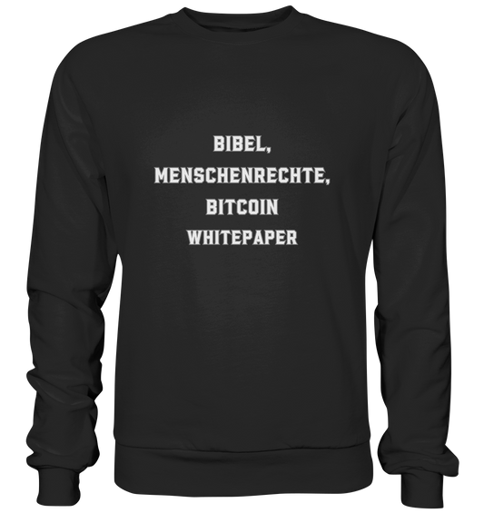 BIBEL, MENSCHENRECHTE, BITCOIN WHITEPAPER - Premium Sweatshirt