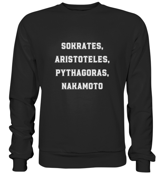 SOKRATES, ARISTOTELES, PHYTHAGORAS, NAKAMOTO  - Premium Sweatshirt