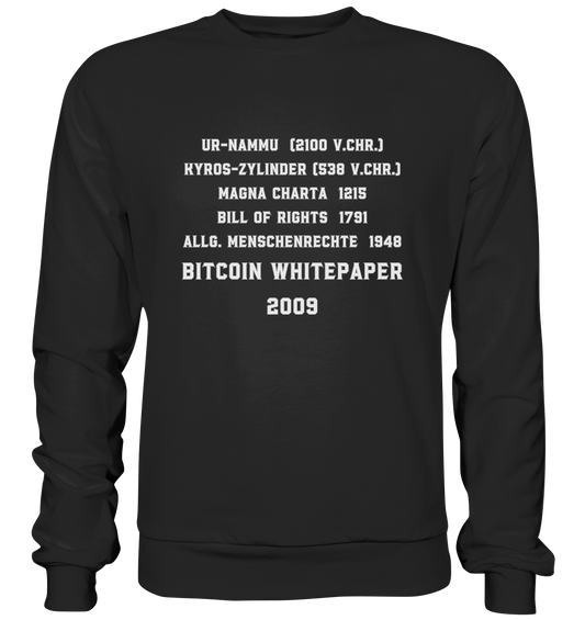 Wichtigste Dokumente der Welt bis zum BITCOIN Whitepaper (2009) - Premium Sweatshirt