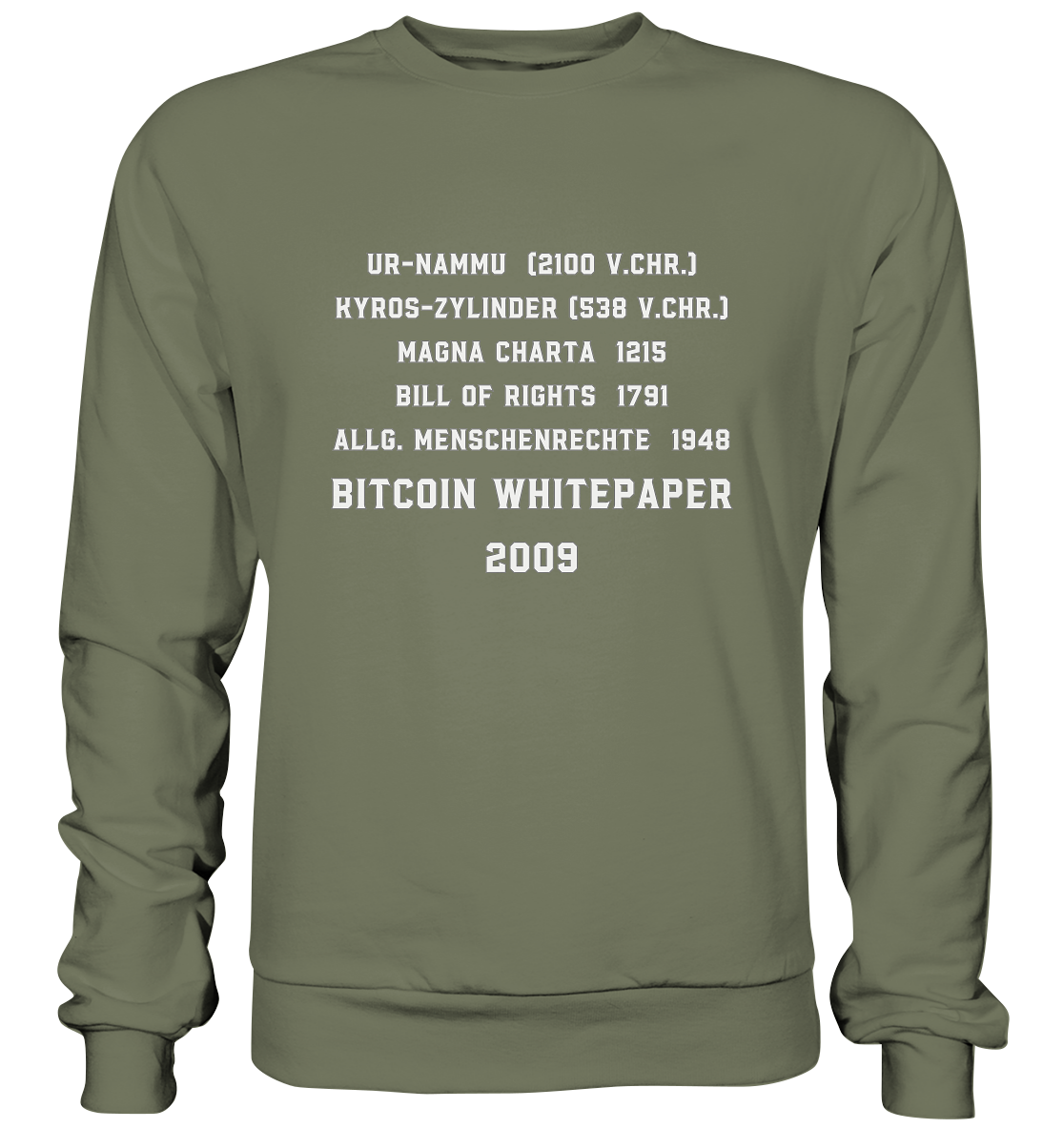 Wichtigste Dokumente der Welt bis zum BITCOIN Whitepaper (2009) - Premium Sweatshirt