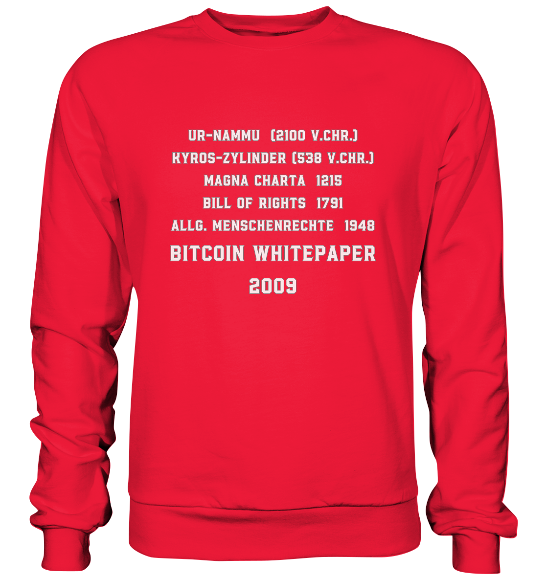 Wichtigste Dokumente der Welt bis zum BITCOIN Whitepaper (2009) - Premium Sweatshirt