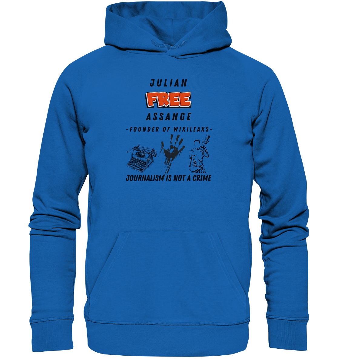 FREE JULIAN ASSANGE - FOUNDER OF WIKILEAKS - JOURNALISM IS NOT A CRIME (3 GRAFIKEN) - Premium Unisex Hoodie