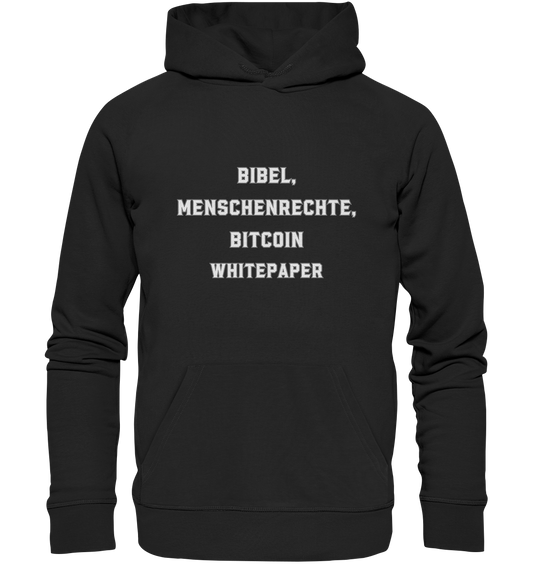 BIBEL, MENSCHENRECHTE, BITCOIN WHITEPAPER - Premium Unisex Hoodie