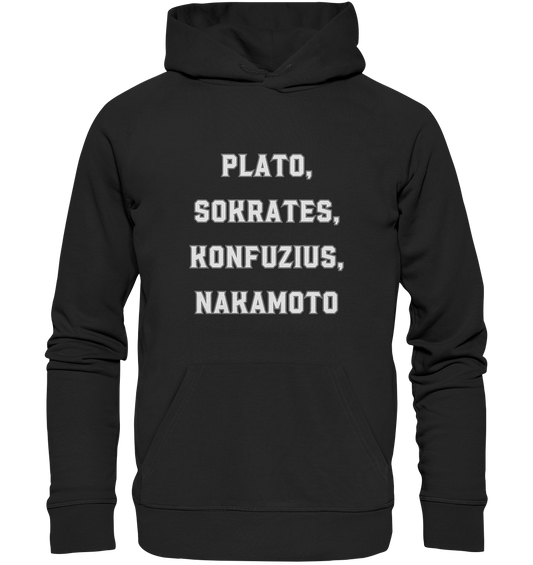 PLATO, SOKRATES, KONFUZIUS, NAKAMOTO  - Premium Unisex Hoodie