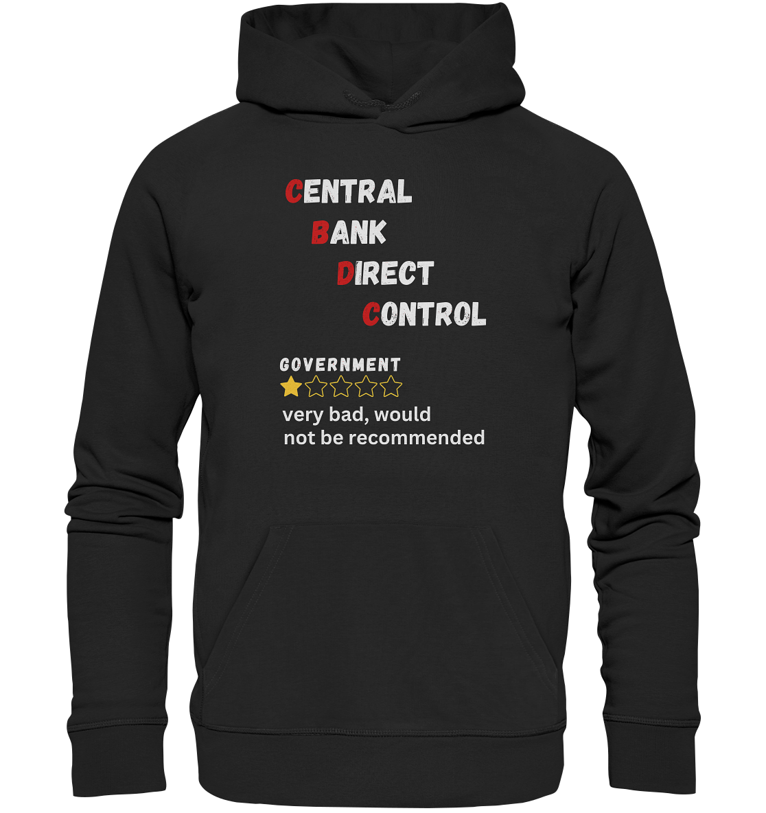 CENTRAL BANK DIRECT CONTROL - GOVERNMENT...not be recommended - STUDY BITCOIN  - Premium Unisex Hoodie