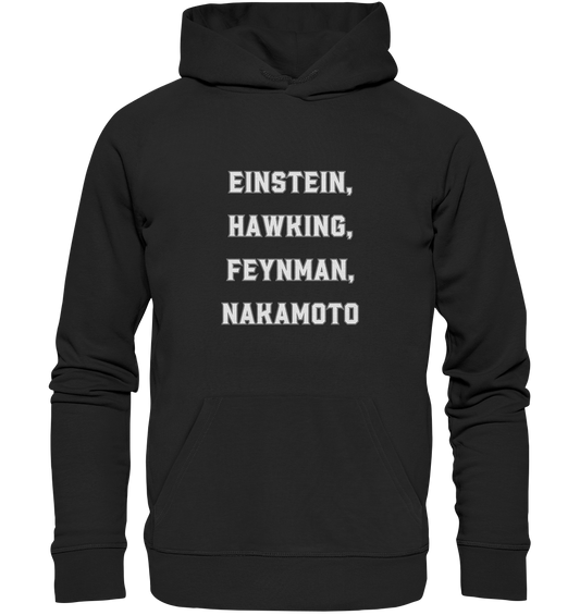 EINSTEIN, HAWKING, FEYNMAN, NAKAMOTO - Premium Unisex Hoodie