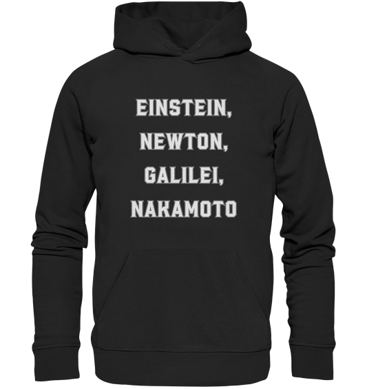 EINSTEIN, NEWTON, GALILEI, NAKAMOTO - Premium Unisex Hoodie