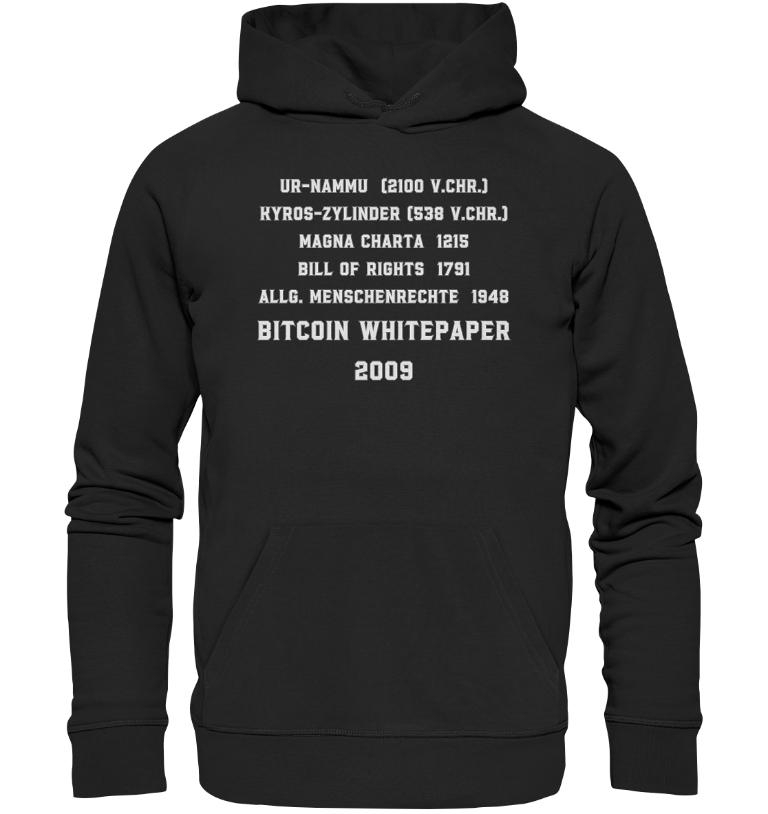 Wichtigste Dokumente der Welt bis zum BITCOIN Whitepaper (2009) - Premium Unisex Hoodie