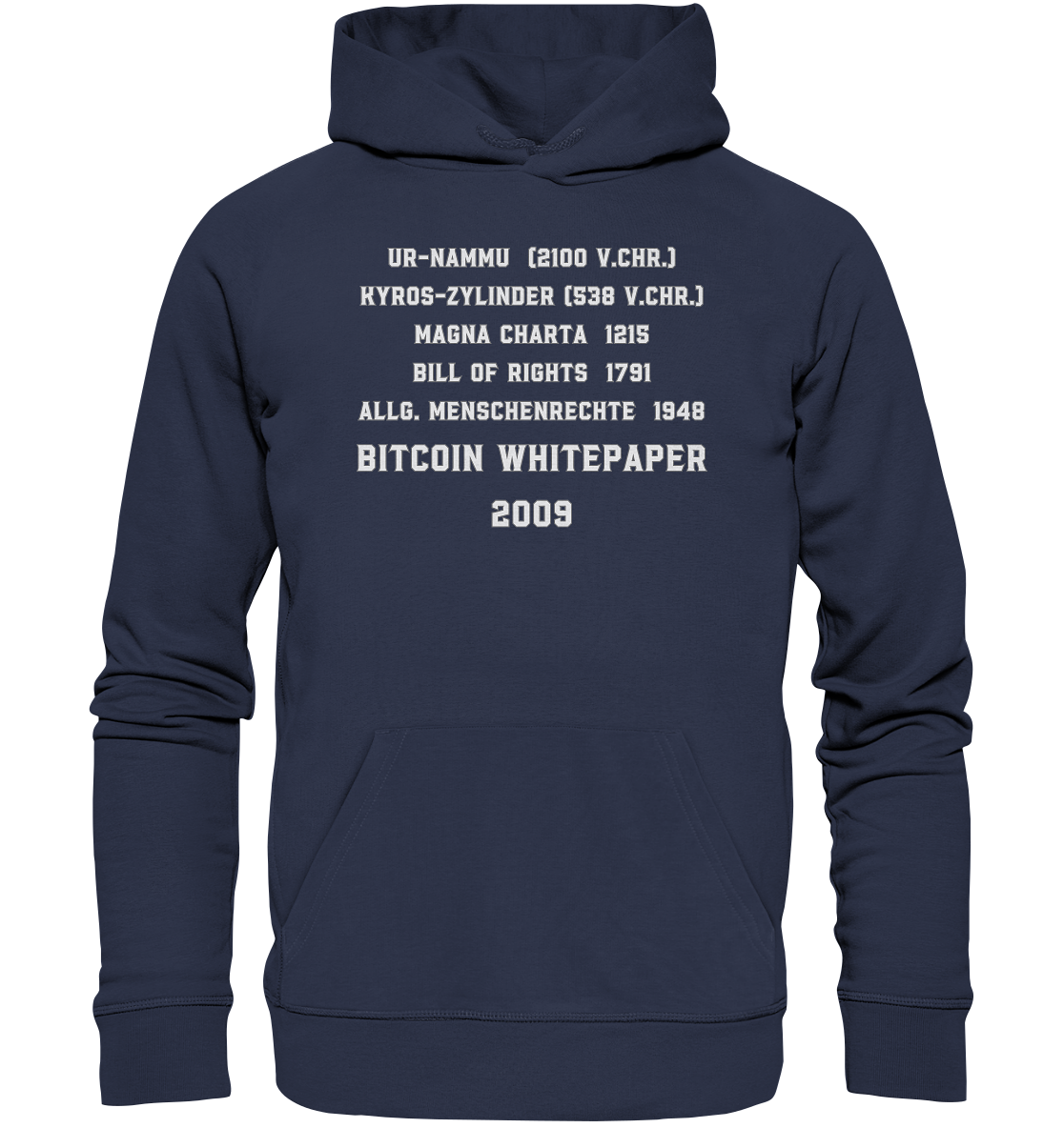 Wichtigste Dokumente der Welt bis zum BITCOIN Whitepaper (2009) - Premium Unisex Hoodie