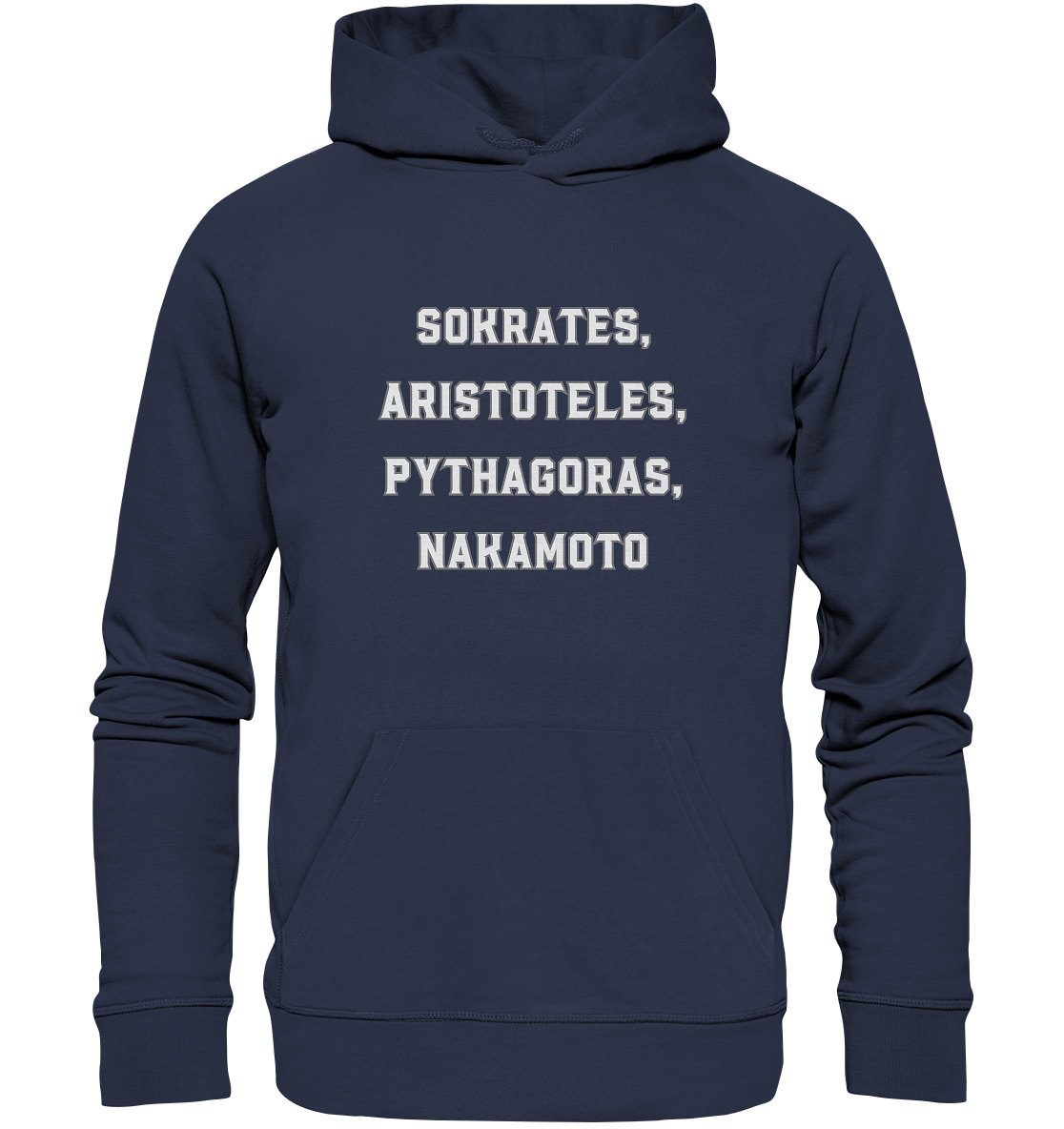 SOKRATES, ARISTOTELES, PHYTHAGORAS, NAKAMOTO  - Premium Unisex Hoodie