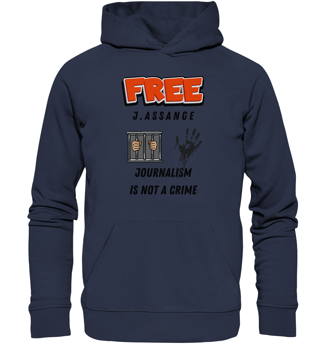 FREE J.ASSANGE - JOURNALISM IS NOT A CRIME (2 GRAFIKEN) - Premium Unisex Hoodie