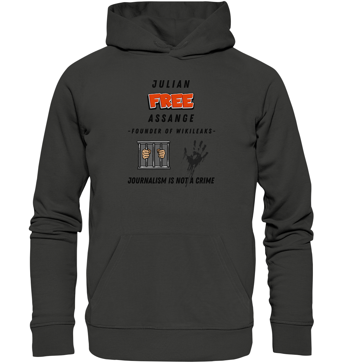 JULIAN FREE ASSANGE (little) - FOUNDER OF WIKILEAKS - JOURNALISM IS NOT A CRIME (2 GRAFIKEN) - Premium Unisex Hoodie