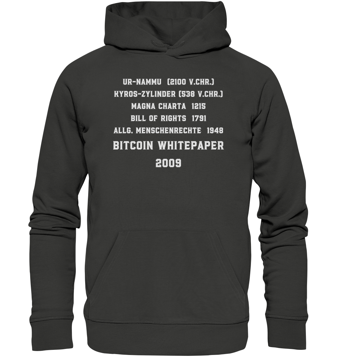 Wichtigste Dokumente der Welt bis zum BITCOIN Whitepaper (2009) - Premium Unisex Hoodie