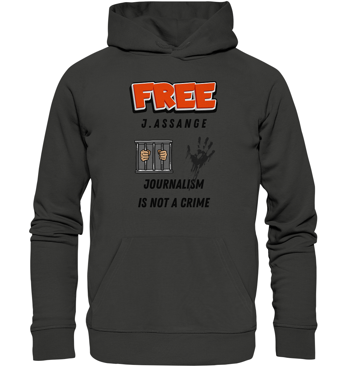 FREE J.ASSANGE - JOURNALISM IS NOT A CRIME (2 GRAFIKEN) - Premium Unisex Hoodie