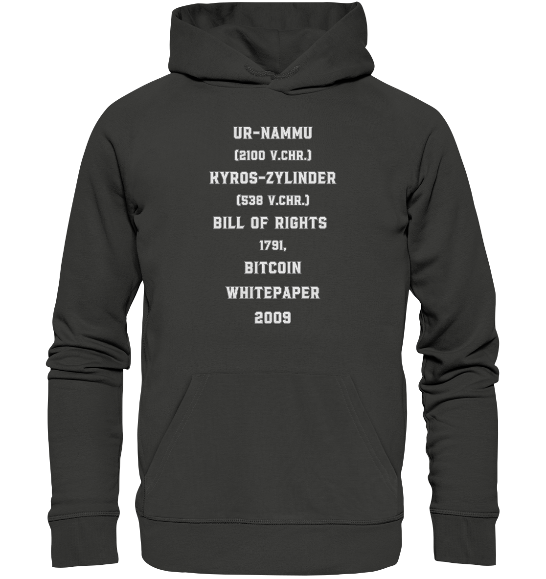 UR-NAMMU, KYROS-ZYLINDER, BILL OF RIGHTS, BITCOIN WHITEPAPER - Premium Unisex Hoodie