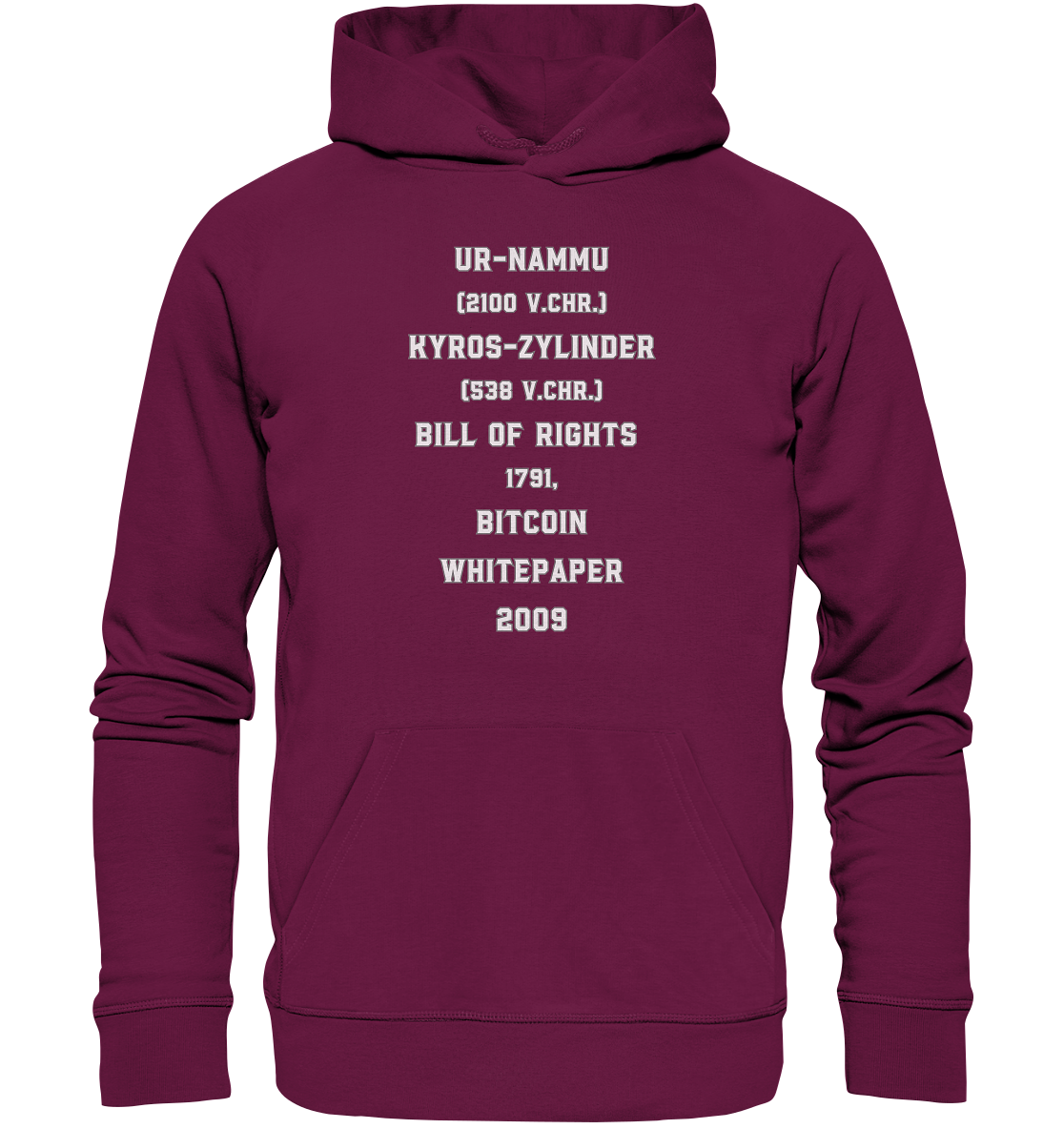 UR-NAMMU, KYROS-ZYLINDER, BILL OF RIGHTS, BITCOIN WHITEPAPER - Premium Unisex Hoodie