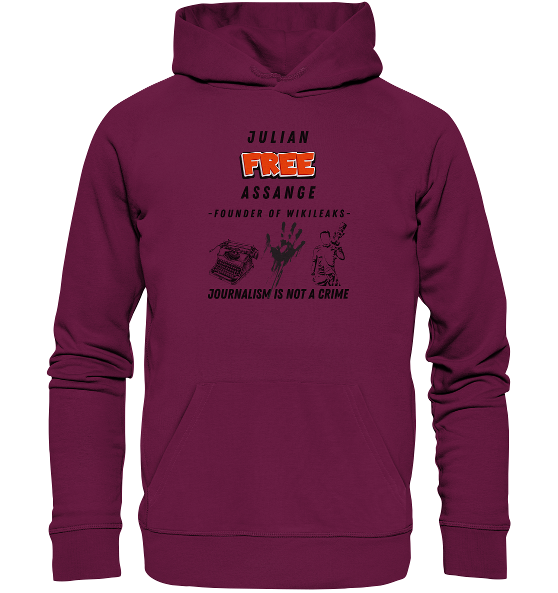 FREE JULIAN ASSANGE - FOUNDER OF WIKILEAKS - JOURNALISM IS NOT A CRIME (3 GRAFIKEN) - Premium Unisex Hoodie