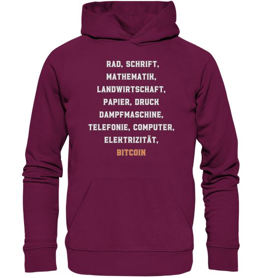 Erfindungen vom Rad bis zu BITCOIN - Premium Unisex Hoodie