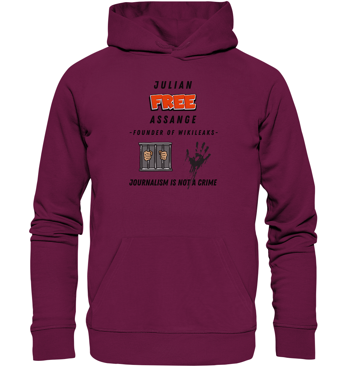 JULIAN FREE ASSANGE (little) - FOUNDER OF WIKILEAKS - JOURNALISM IS NOT A CRIME (2 GRAFIKEN) - Premium Unisex Hoodie