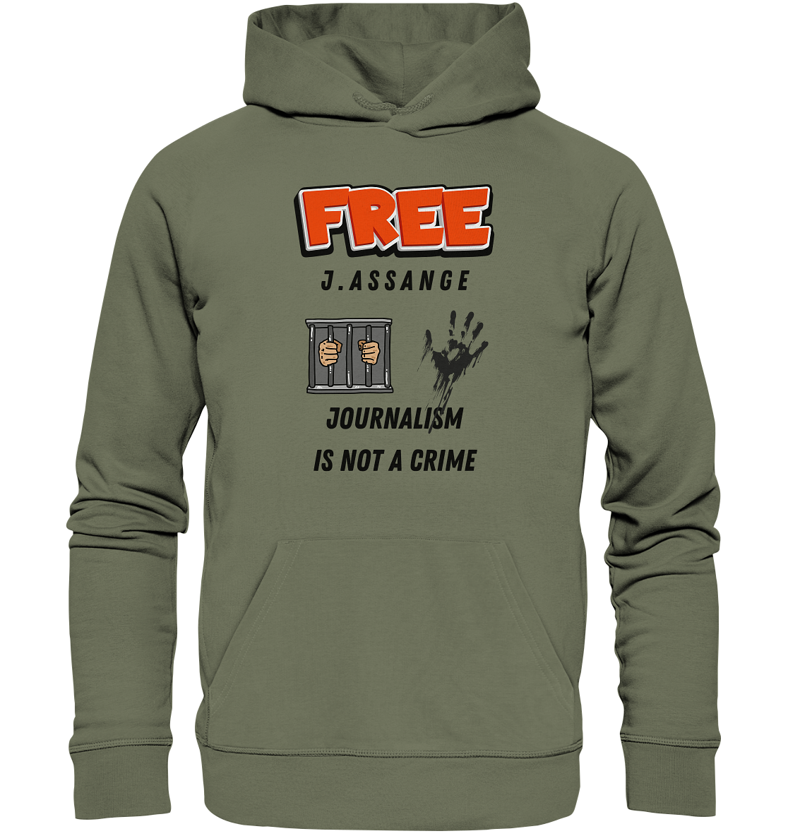 FREE J.ASSANGE - JOURNALISM IS NOT A CRIME (2 GRAFIKEN) - Premium Unisex Hoodie