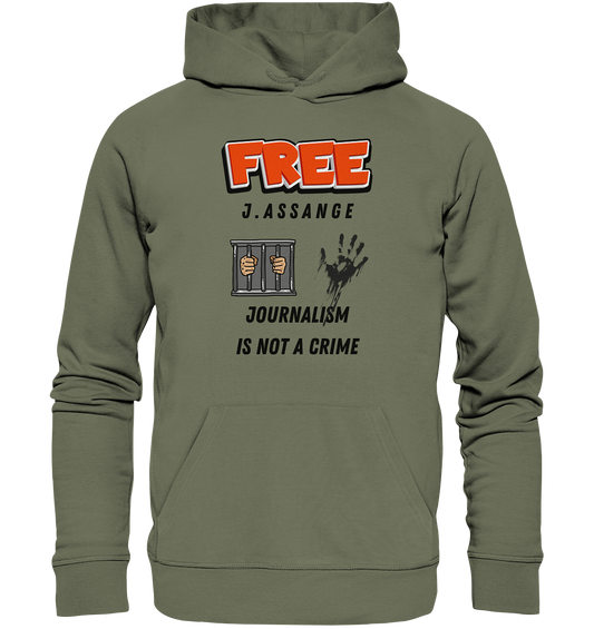 FREE J.ASSANGE - JOURNALISM IS NOT A CRIME (2 GRAFIKEN) - Premium Unisex Hoodie