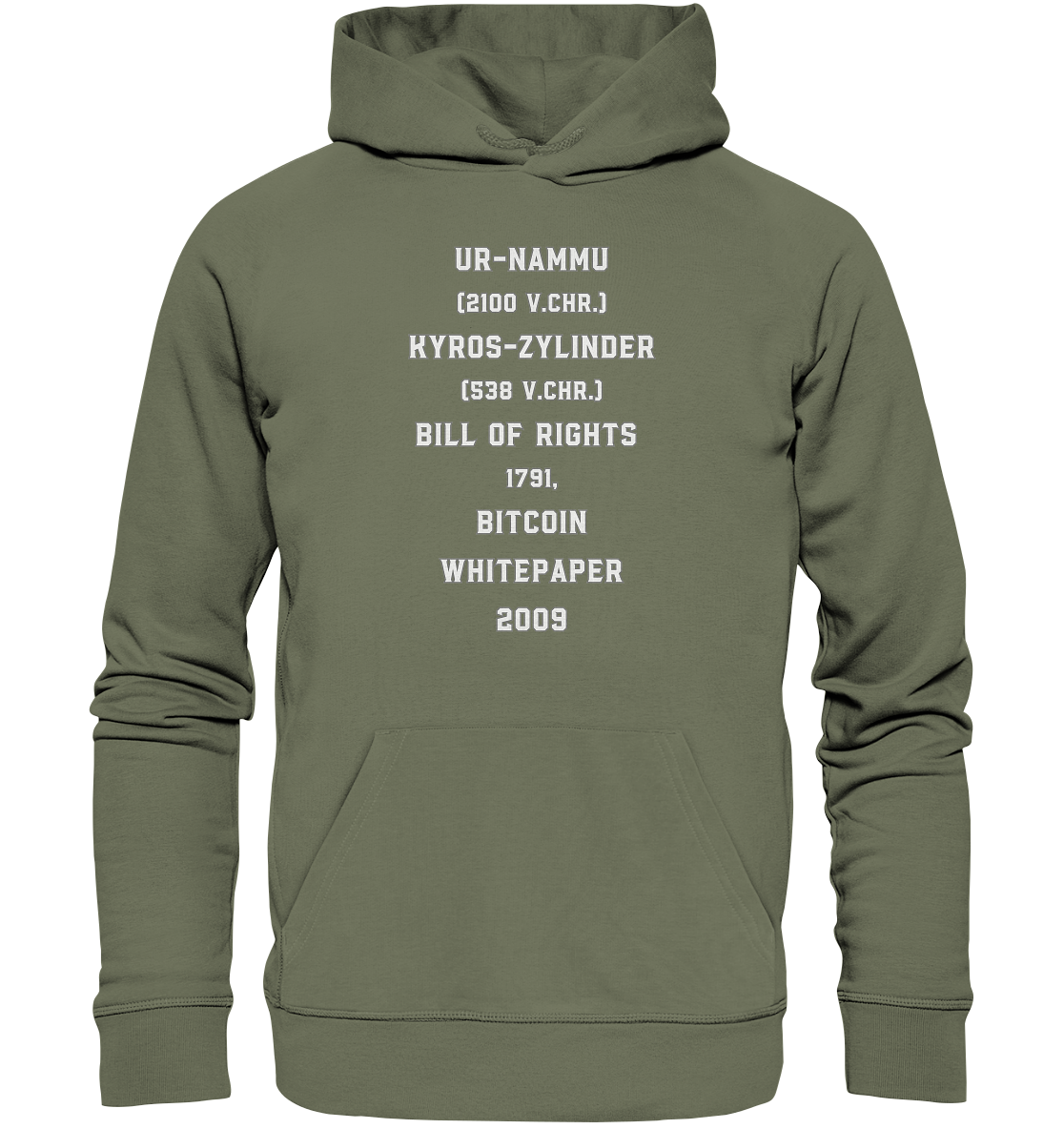 UR-NAMMU, KYROS-ZYLINDER, BILL OF RIGHTS, BITCOIN WHITEPAPER - Premium Unisex Hoodie