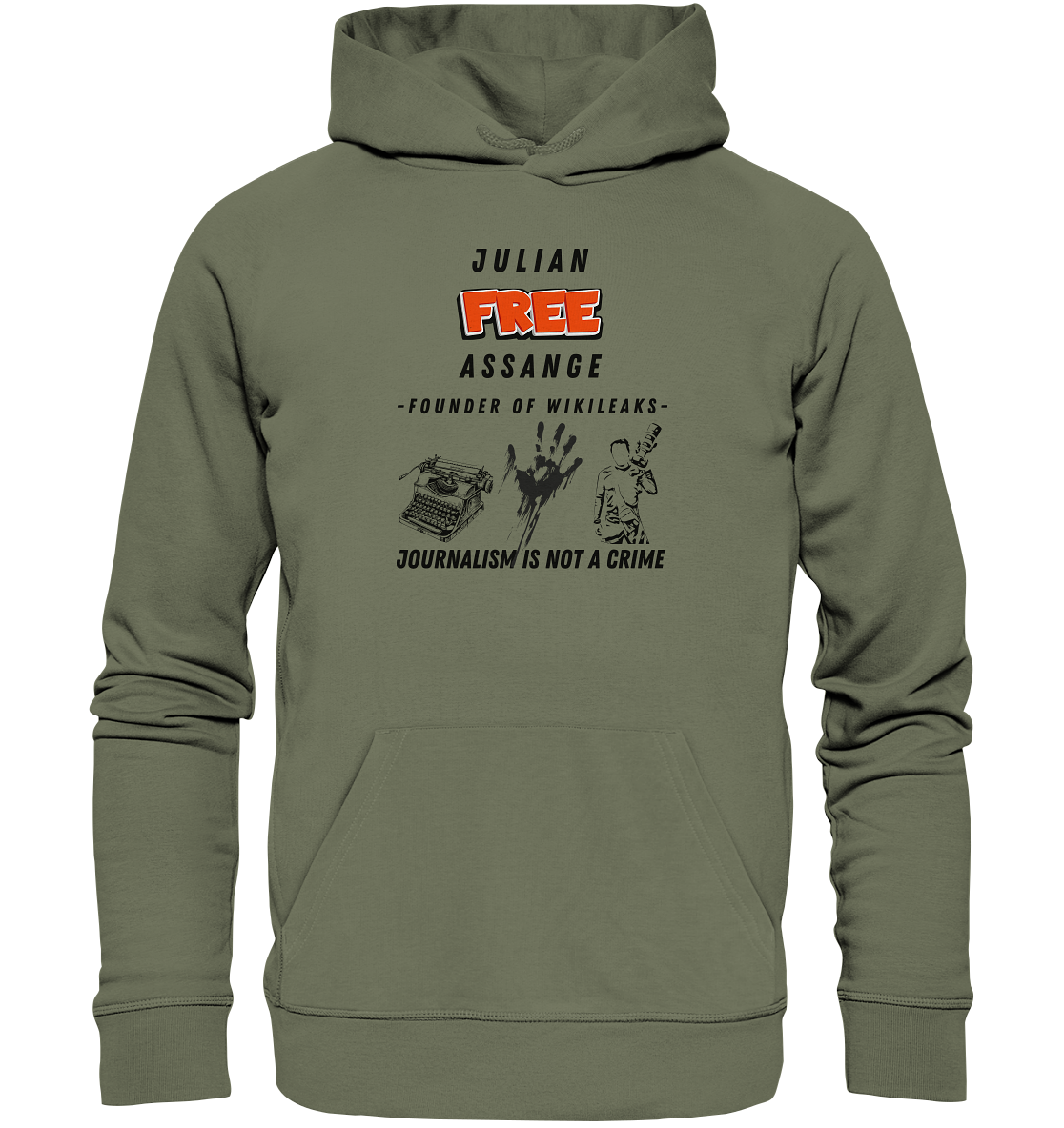 FREE JULIAN ASSANGE - FOUNDER OF WIKILEAKS - JOURNALISM IS NOT A CRIME (3 GRAFIKEN) - Premium Unisex Hoodie