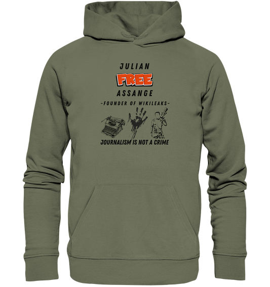 FREE JULIAN ASSANGE - FOUNDER OF WIKILEAKS - JOURNALISM IS NOT A CRIME (3 GRAFIKEN) - Premium Unisex Hoodie