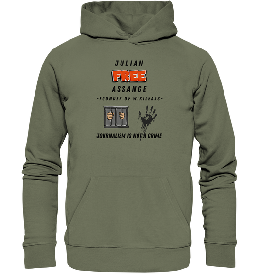 JULIAN FREE ASSANGE (little) - FOUNDER OF WIKILEAKS - JOURNALISM IS NOT A CRIME (2 GRAFIKEN) - Premium Unisex Hoodie