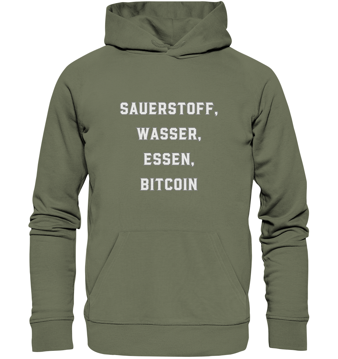 SAUERSTOFF, WASSER, ESSEN, BITCOIN - Premium Unisex Hoodie