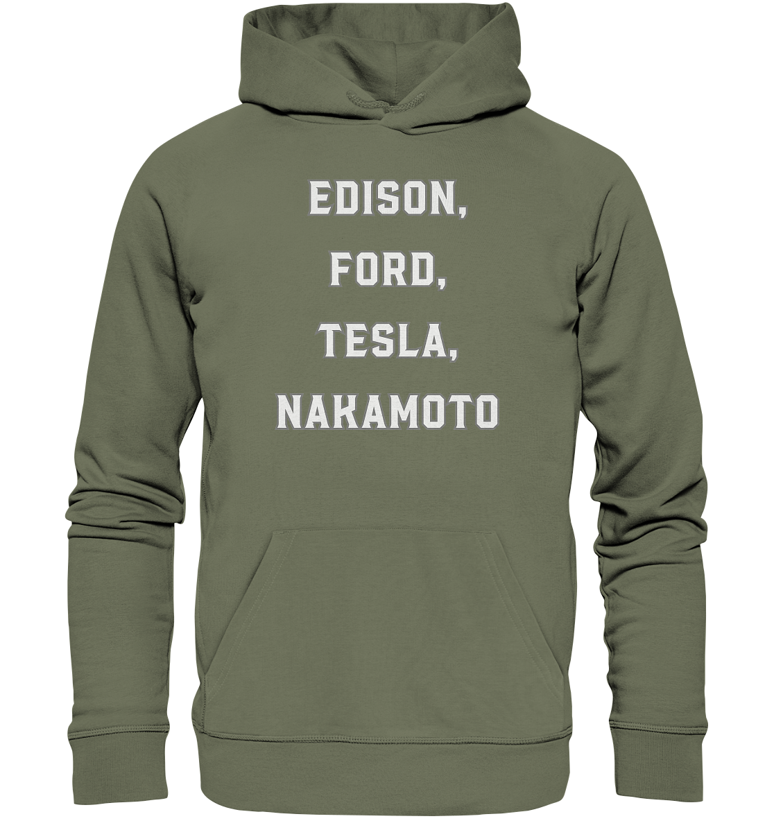 Erfinder: EDISON, FORD, TESLA, NAKAMOTO - Premium Unisex Hoodie