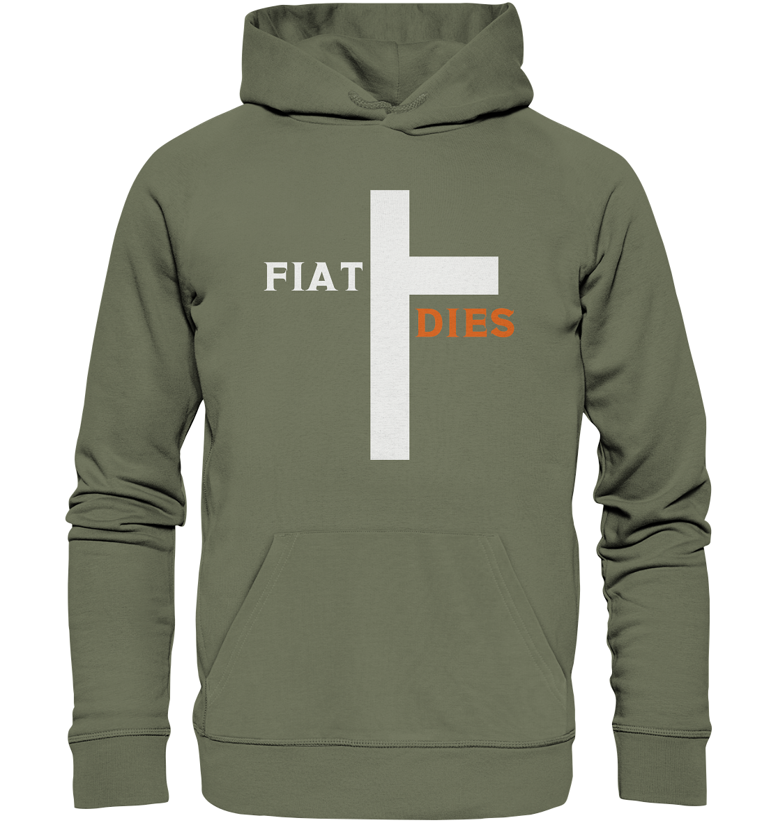 FIAT DIES  (Version: "FIAT" in weiss, "DIES" in orange) - Premium Unisex Hoodie