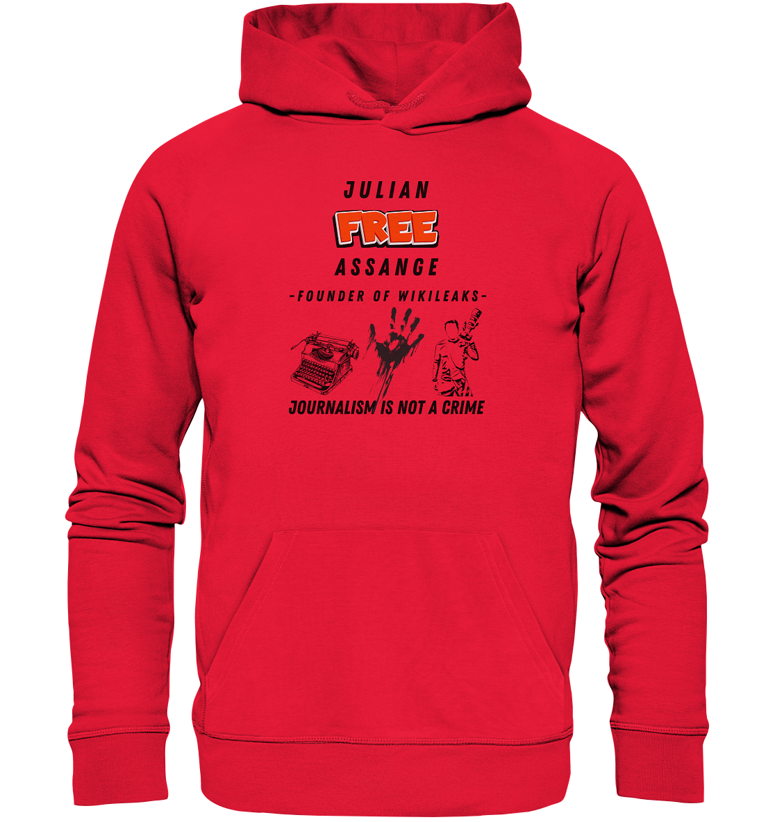 FREE JULIAN ASSANGE - FOUNDER OF WIKILEAKS - JOURNALISM IS NOT A CRIME (3 GRAFIKEN) - Premium Unisex Hoodie