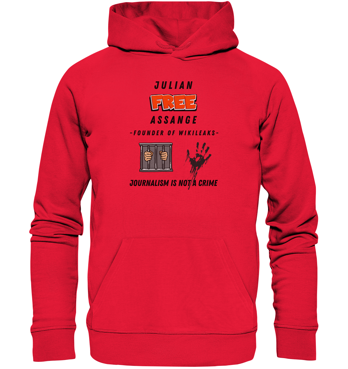 JULIAN FREE ASSANGE (little) - FOUNDER OF WIKILEAKS - JOURNALISM IS NOT A CRIME (2 GRAFIKEN) - Premium Unisex Hoodie