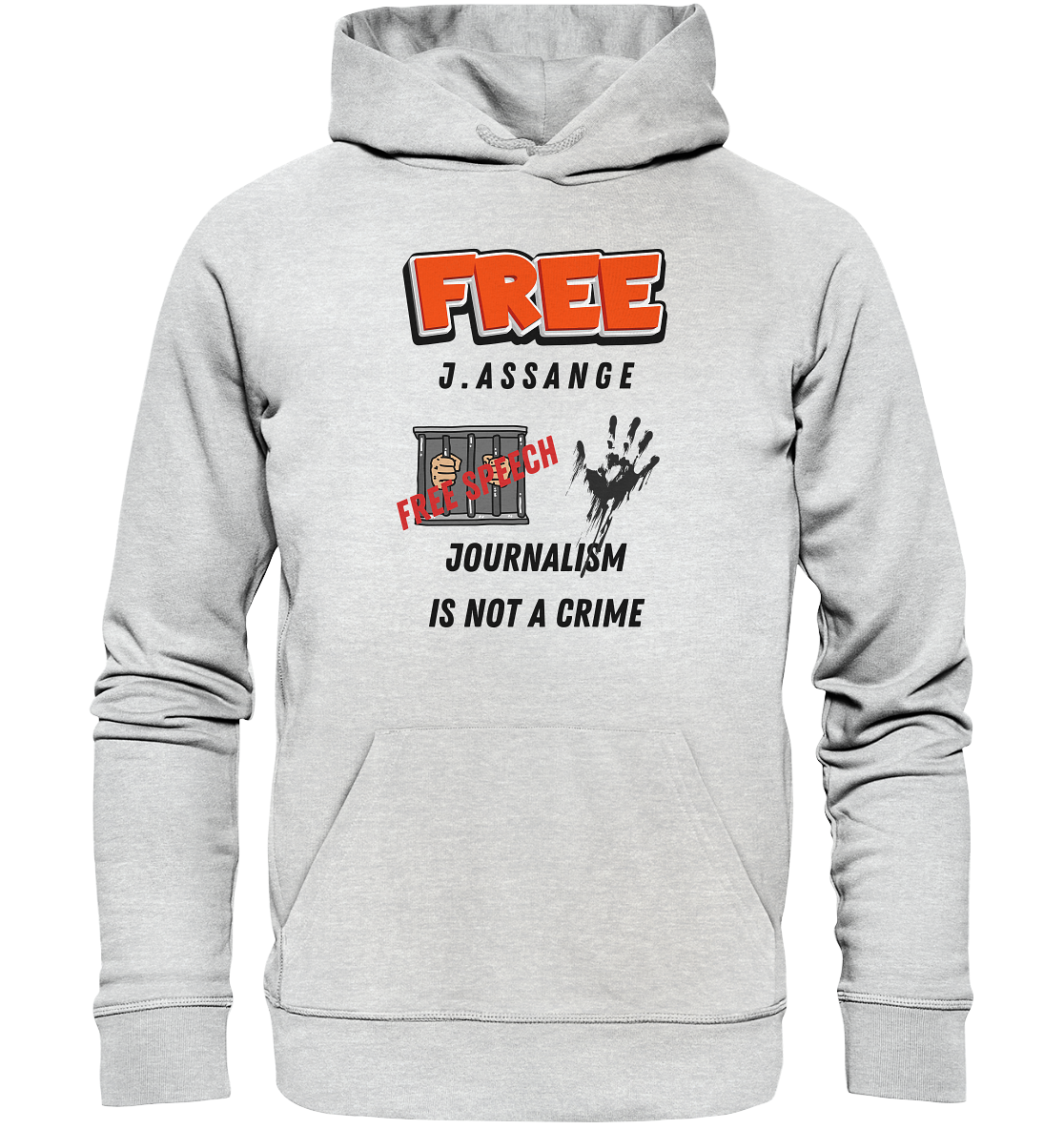 FREE J.ASSANGE - JOURNALISM IS NOT A CRIME, FREE SPEECH (2 GRAFIKEN)  - Premium Unisex Hoodie