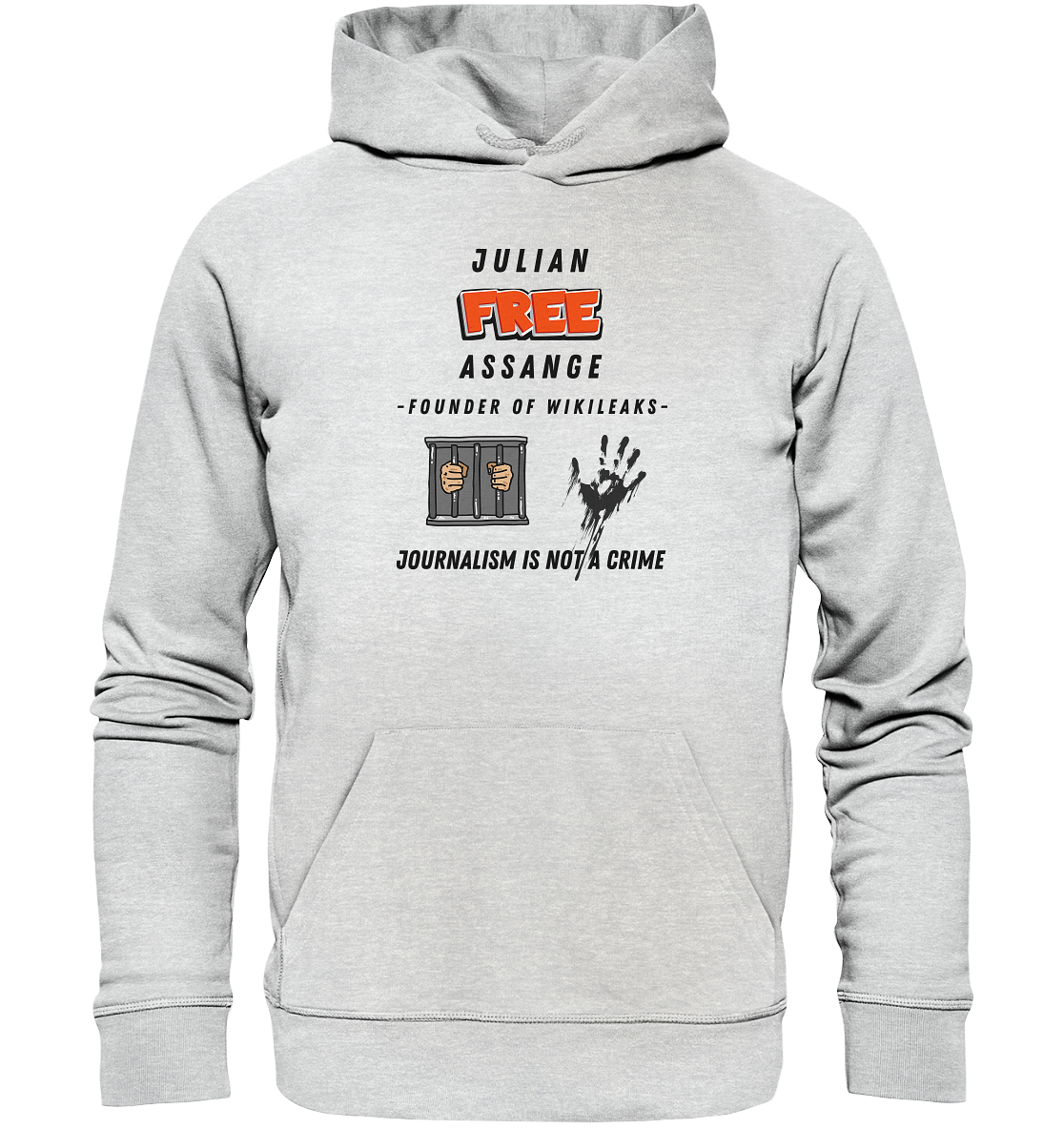 JULIAN FREE ASSANGE (little) - FOUNDER OF WIKILEAKS - JOURNALISM IS NOT A CRIME (2 GRAFIKEN) - Premium Unisex Hoodie