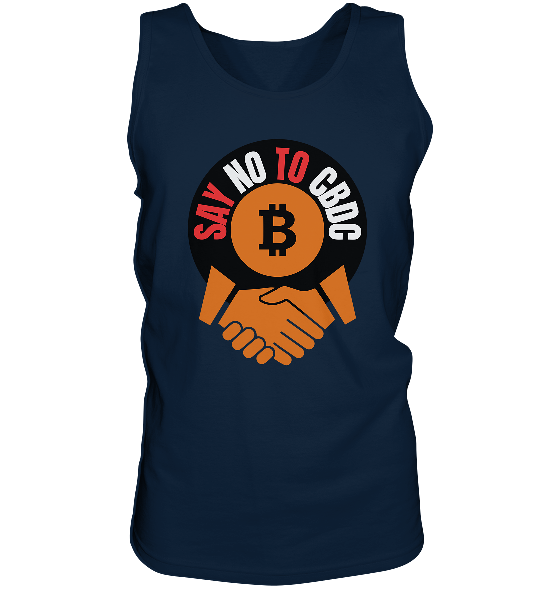 SAY NO TO CBDC - (Var. rund, gebogen BTC handshake) - Tank-Top