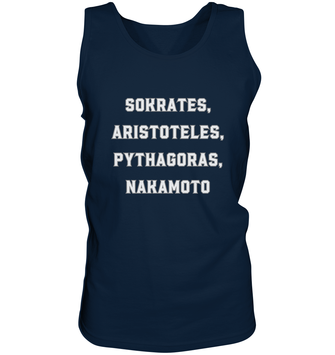 SOKRATES, ARISTOTELES, PHYTHAGORAS, NAKAMOTO  - Tank-Top