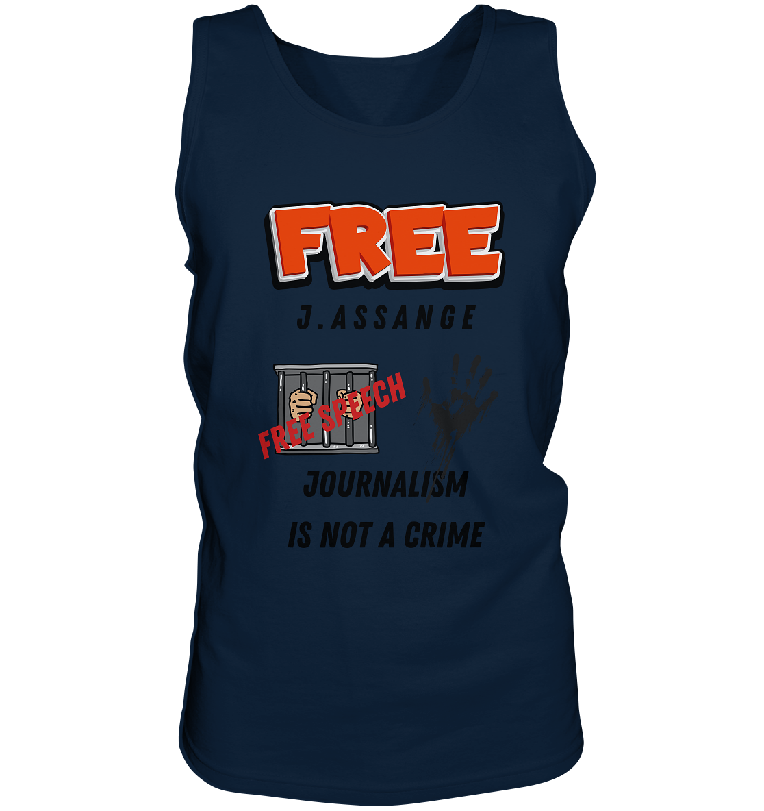 FREE J.ASSANGE - JOURNALISM IS NOT A CRIME, FREE SPEECH (2 GRAFIKEN)  - Tank-Top