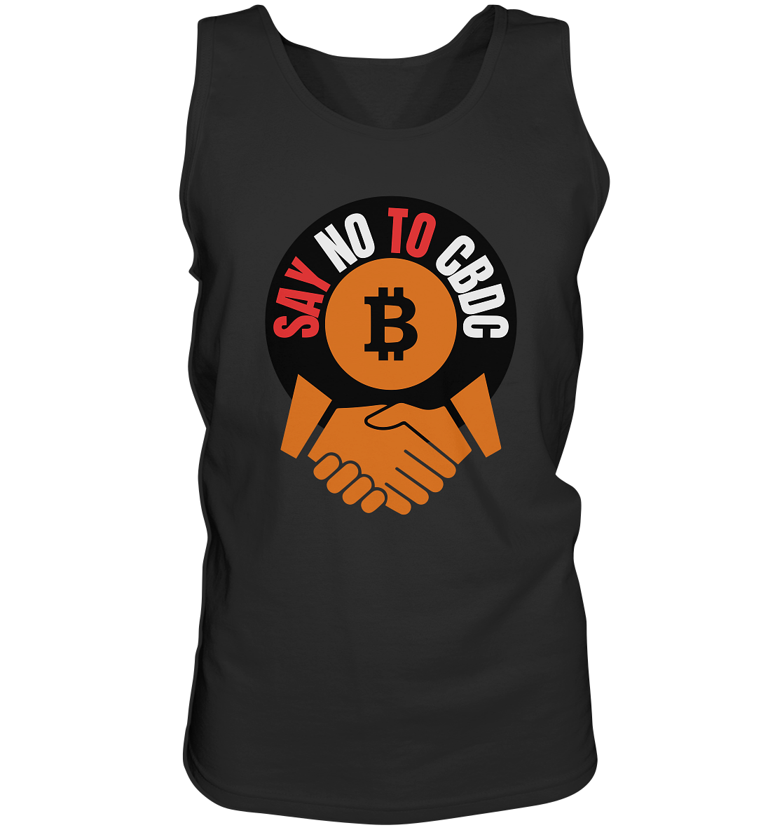 SAY NO TO CBDC - (Var. rund, gebogen BTC handshake) - Tank-Top