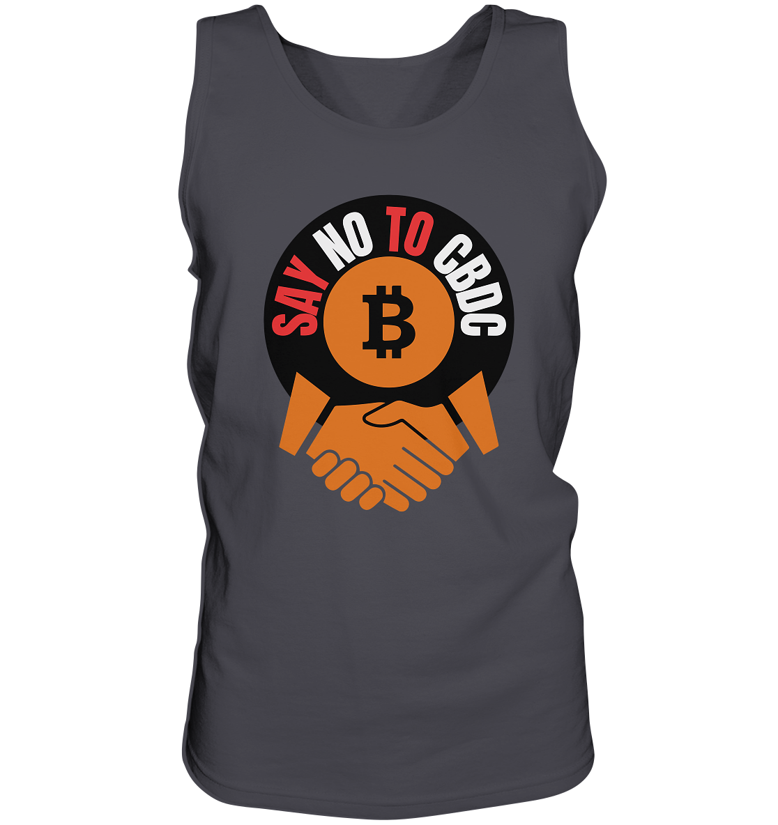 SAY NO TO CBDC - (Var. rund, gebogen BTC handshake) - Tank-Top