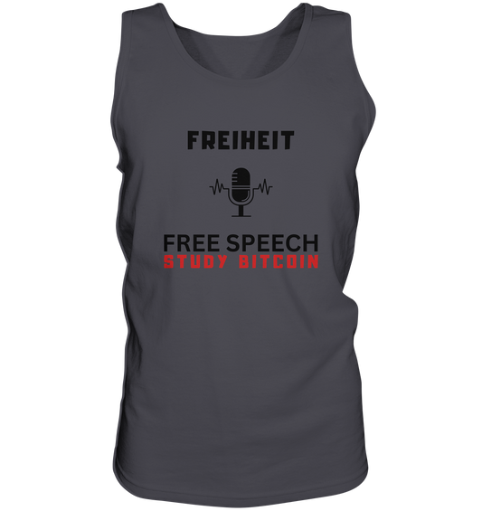 FREIHEIT (Mikrofon) FREE SPEECH, STUDY BITCOIN  - Tank-Top