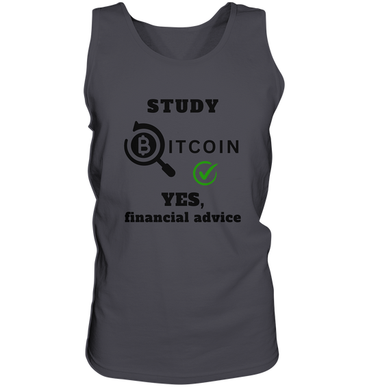 STUDY BITCOIN - YES, financial advice (Version Lupe, grüner Haken) - Tank-Top