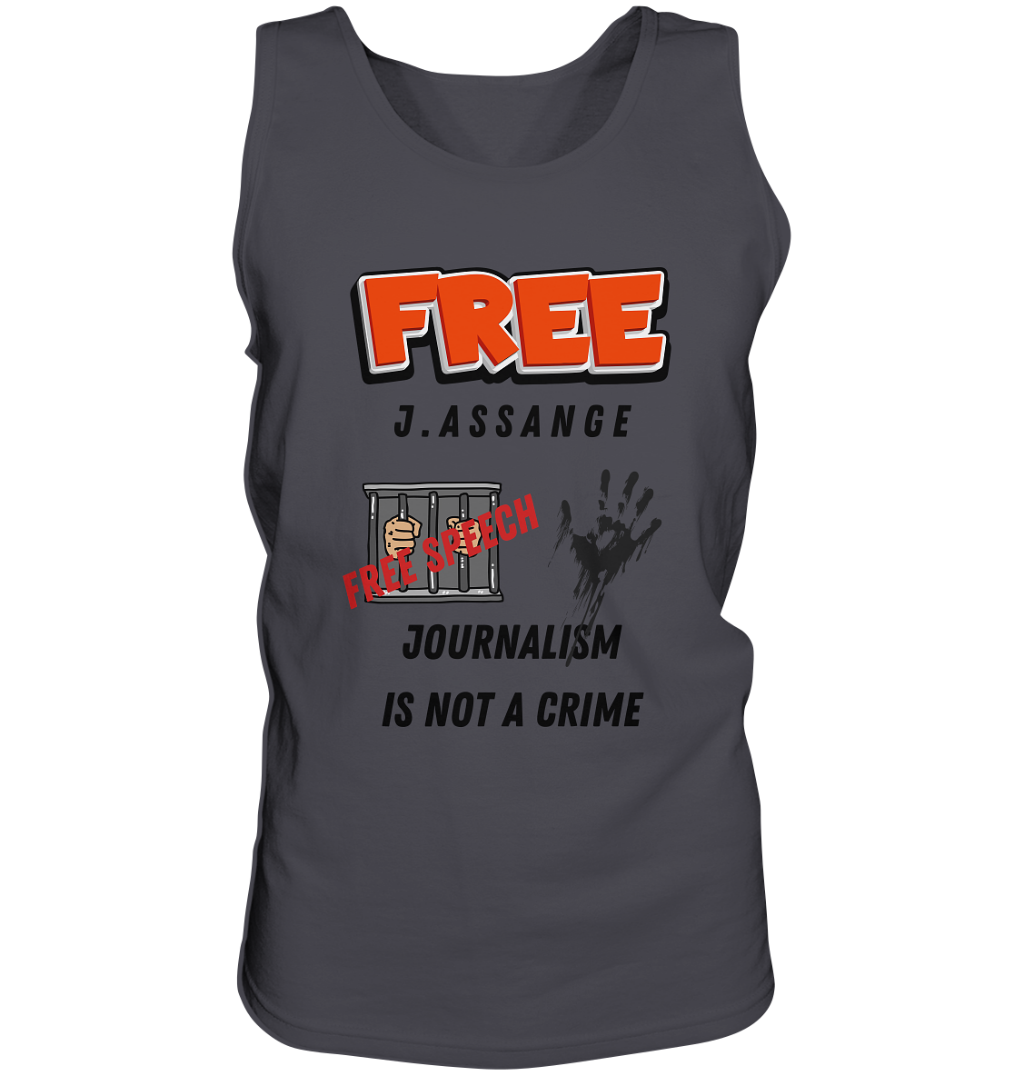 FREE J.ASSANGE - JOURNALISM IS NOT A CRIME, FREE SPEECH (2 GRAFIKEN)  - Tank-Top