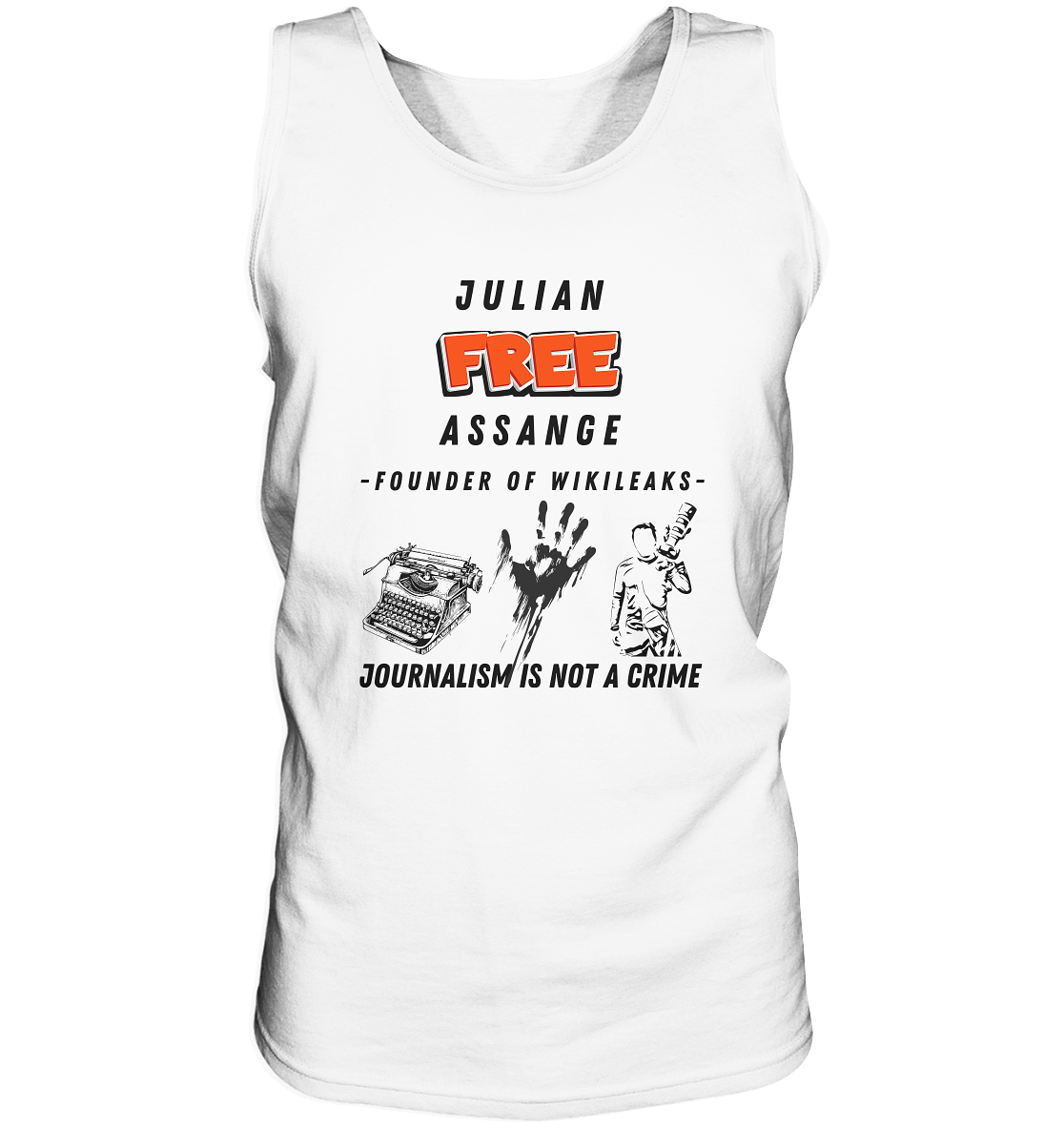 FREE JULIAN ASSANGE - FOUNDER OF WIKILEAKS - JOURNALISM IS NOT A CRIME (3 GRAFIKEN) - Tank-Top