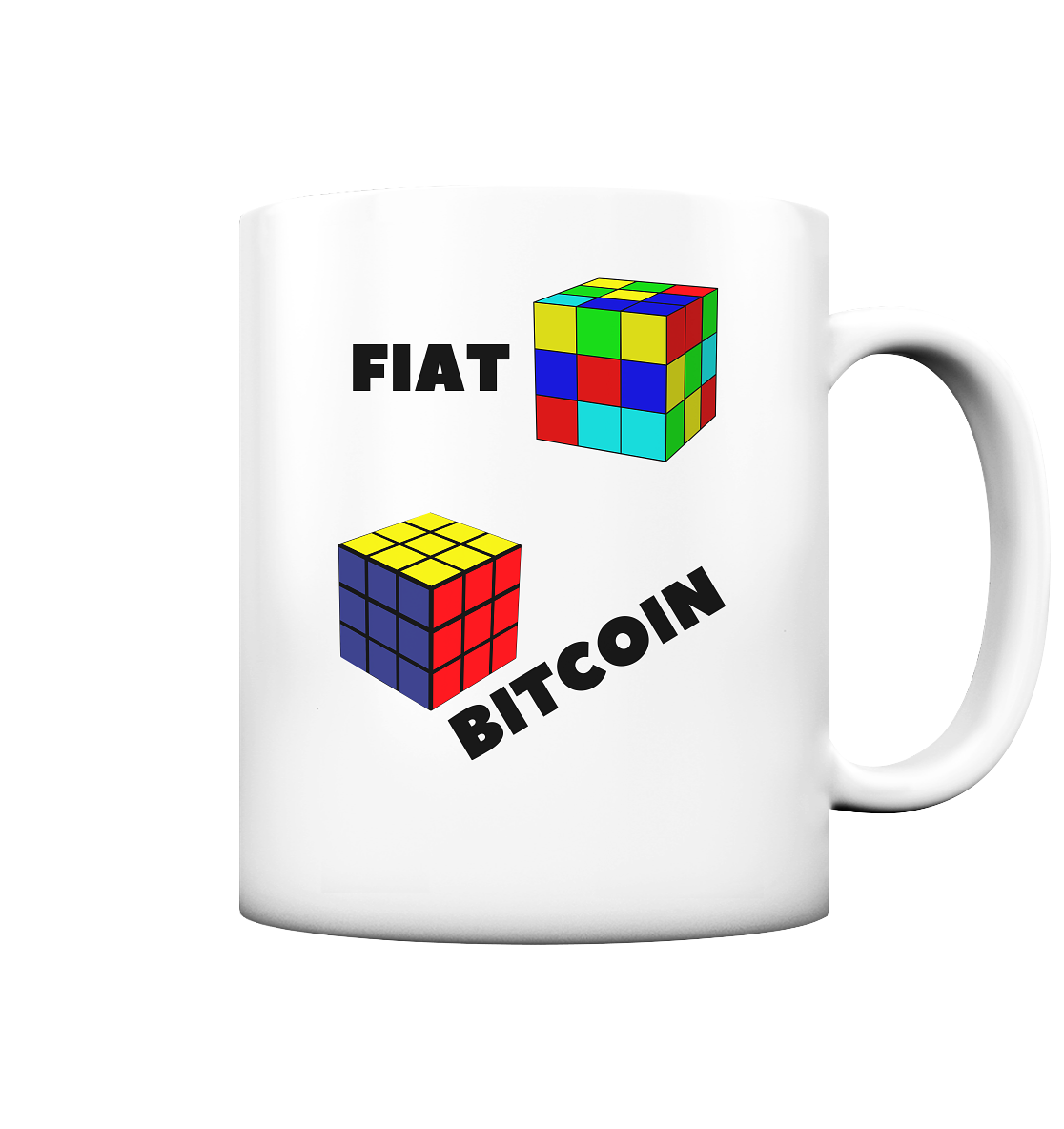 FIAT-Chaos & BITCOIN-Ordnung # Zauberwürfel / Cube Design - Tasse matt