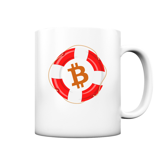 Bitcoin Rettungsring - minimalistisch - Tasse matt