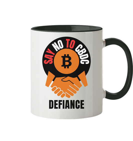 SAY NO TO CBDC (handshake) DEFIANCE - Tasse zweifarbig