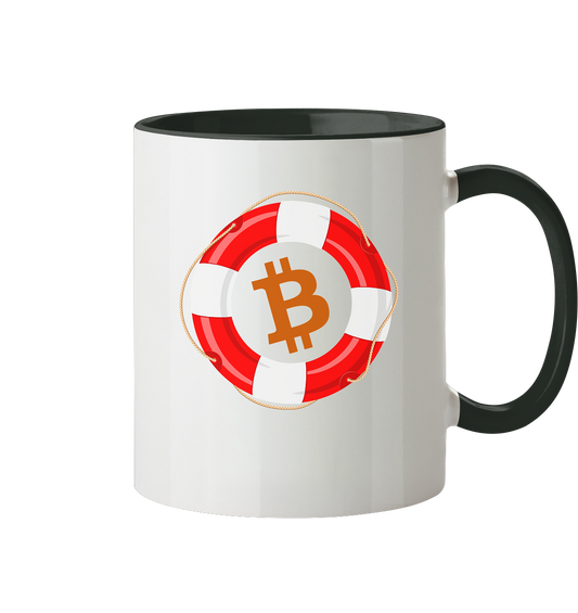 Bitcoin Rettungsring - minimalistisch - Tasse zweifarbig